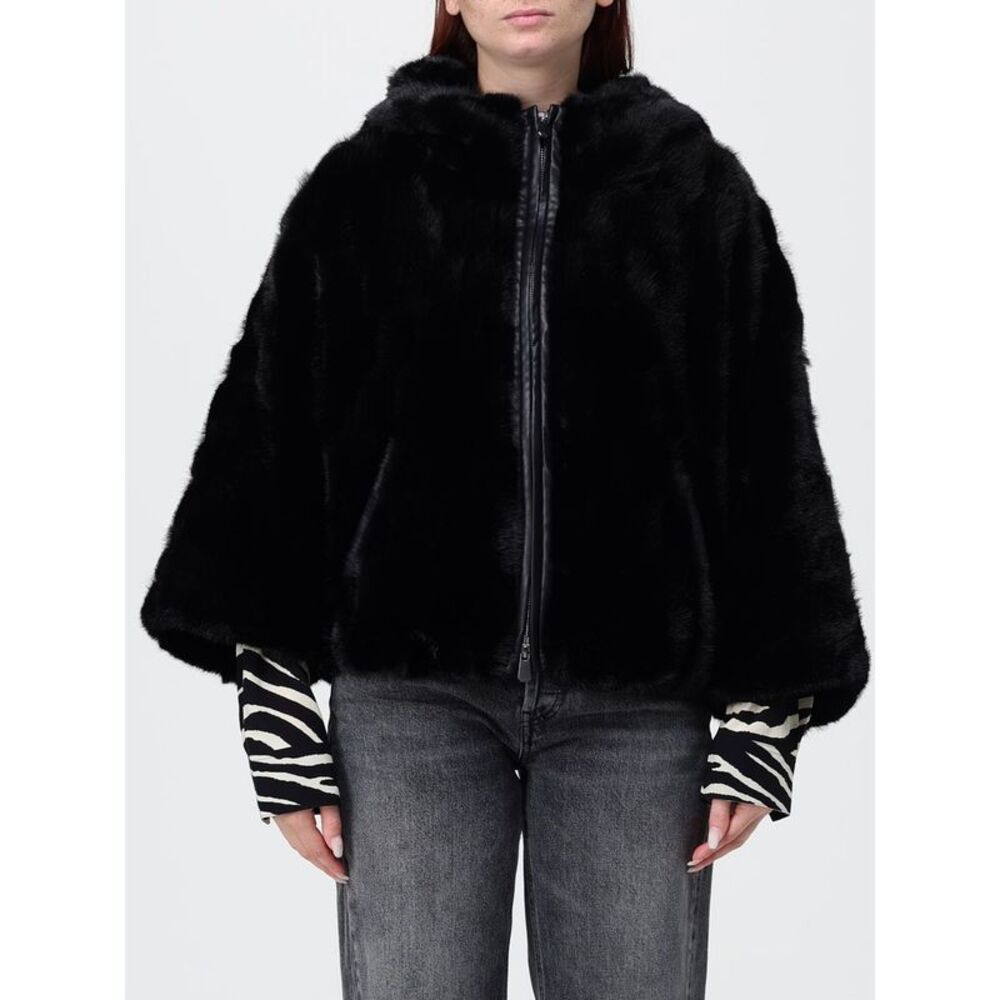 Pinko Women Hooded Faux Fur Jacket Pinko With Front Zip Closure